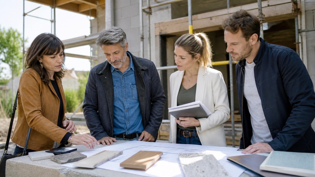 La rédaction de BTP et Construction réunie sur un chantier